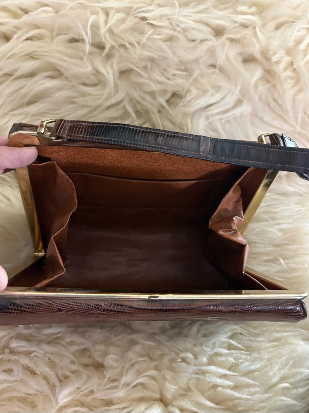 Vintage 50’s Authentic Tegu Lizard Skin Satchel Bag